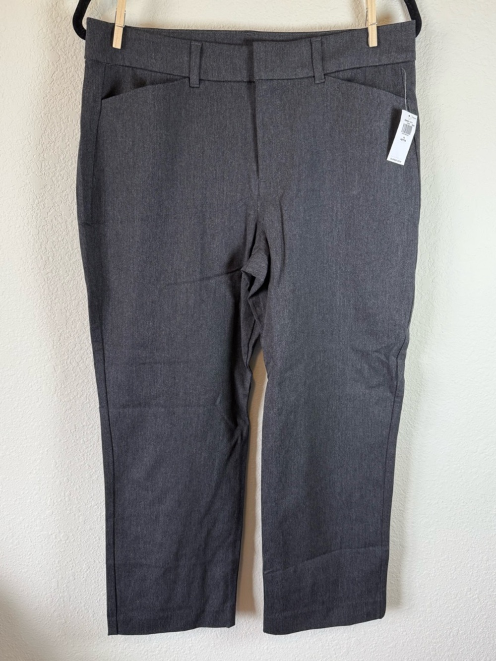 NWT Old Navy Pixie Straight Pants 12 Petite Gray High Rise Work Career